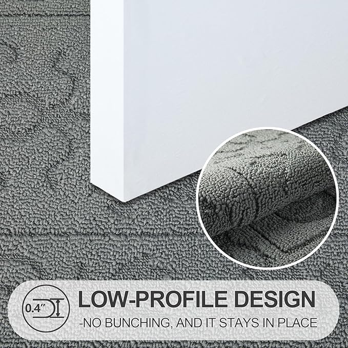 FONEYI Indoor Door Mat 32" x 40", Dirt Trapper Door Mats Non-Slip Entryway Rugs Washable, Absorbent Resist Dirt Welcome Mat, Low Profile Inside Floor Mats for Front Back Door and Entryway, Light Grey
