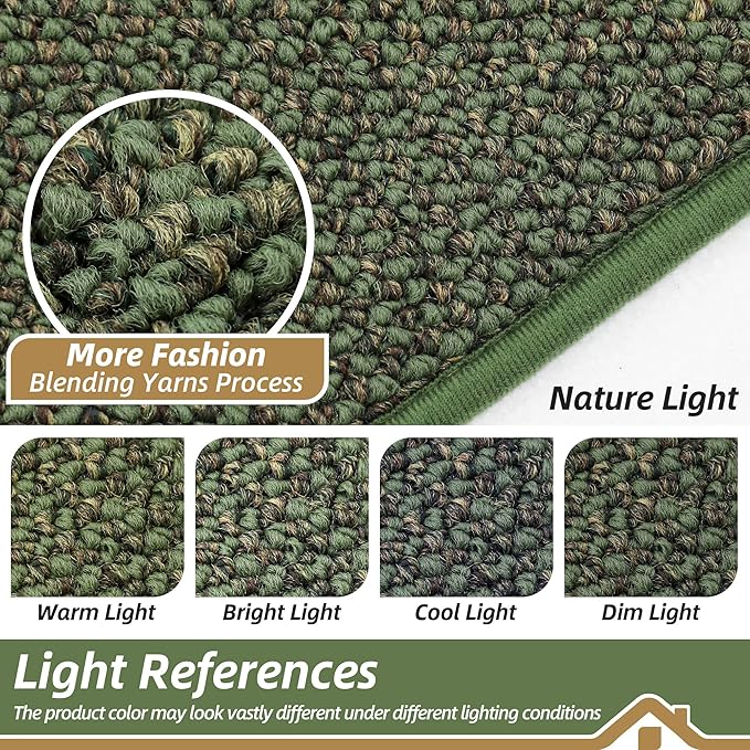 BEQHAUSE Dirt Trapper Door Mat 36" x 60", Non-Slip Washable Doormats Entrance Mat, Dirt Resistant and Absorbent Welcome Mat, Low Profile Floor Mats for Front Back Door and Entryway, Green