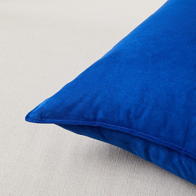 Fancy Homi 2 Packs Royal Blue Long Lumbar Decorative Throw Pillow Covers 12x24 Inch for Living Room Couch Bed Sofa, Modern Boho Home Decor, Soft Faux Suede Solid Rectangle Accent Cushion Case 30x60 cm