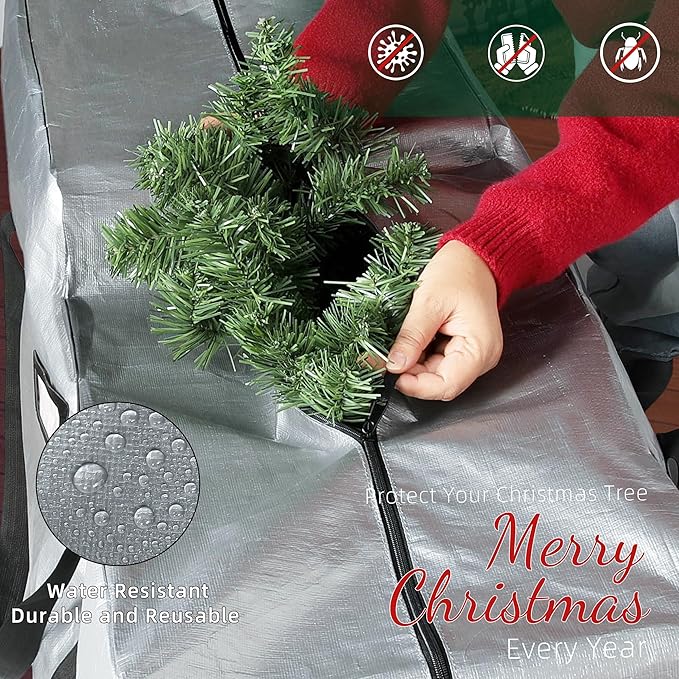 Large Christmas Tree Storage Bags Heavy Duty Tree Bags Holiday Storage Bags Protects From Moisture Or Dust,Alternative To Xmas Tree Storage Box (Gray, 9 Ft)