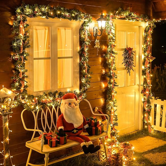 JMEXSUSS Warm White Christmas Lights for Bedroom, 300 LED String Lights Indoor Outdoor Waterproof Clear Wire, 8 Modes Fairy String Lights Plug in for Christmas Tree Bedroom Holiday Christmas Decor