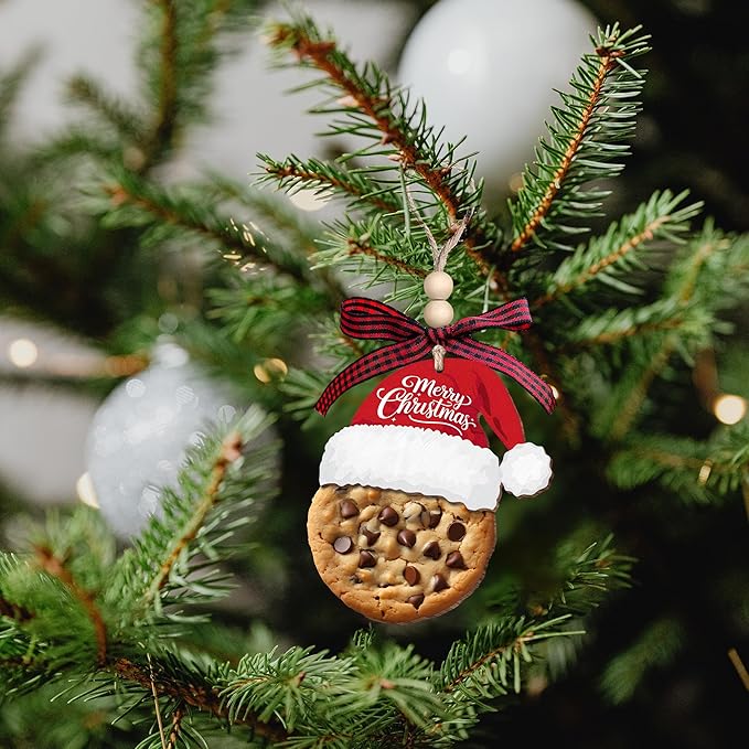 Chocolate Chip Cookies Ornament - Food Ornaments for Christmas Tree, Dessert Baking Ornaments - Food Dessert Cookie Gifts for Baking Lover, Baker - Wood Ornament