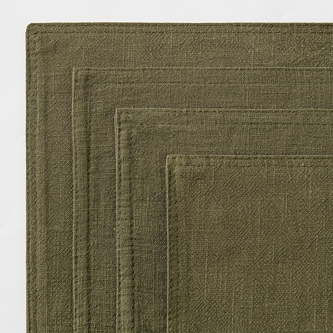 MIULEE Olive Green Linen Pillow Covers Pack of 4 Decorative Natural Solid Throw Pillow Covers Soft Accent Boho Farmhouse Couch Pillowcases Modern Home Decors for Living Room Bed Sofa 20x20 Inch