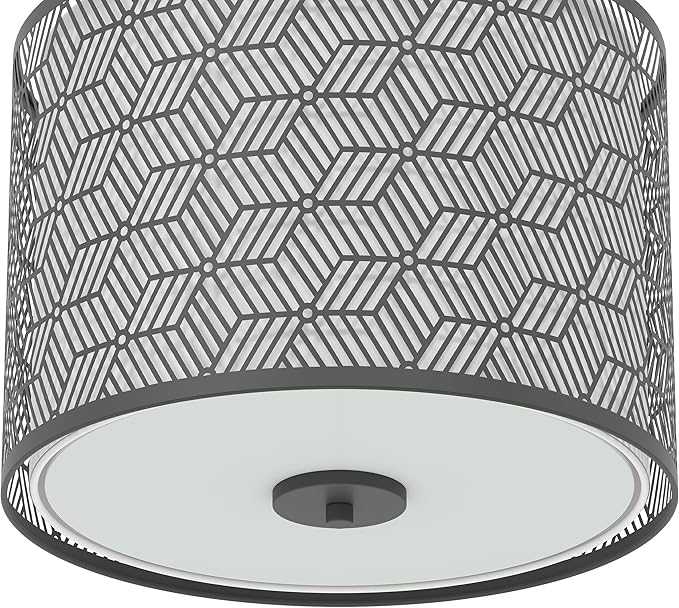 Inlight 14" Wide 3-Light Modern Kitchen Island Drum Pendant Light with Black Metal Frame and White Fabric Shade, Bulb Not Included, IN-0337-3-BK