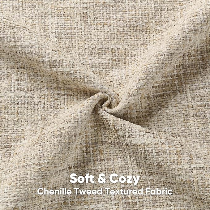 FUTEI Beige Decorative Throw Pillow Covers 22x22 Inch Set of 2,Soft Chenille Tweed Textured Cushion Case,Modern Home Decor for Couch Bed Living Room