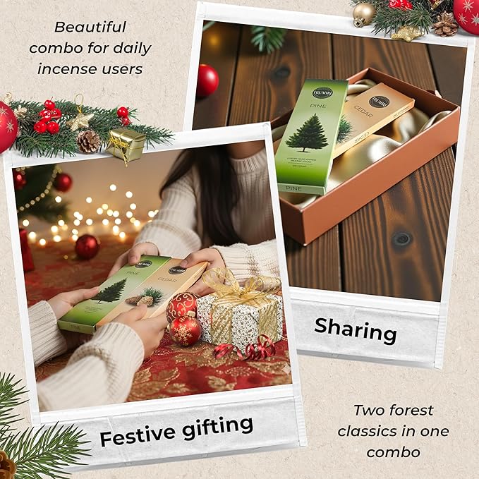 Cedar & Pine - Combo Pack of Incense Sticks - 100 Insence-Sticks of Each Scent - Total 200 Inscents - Natural Insense Made with Non Toxic Ingredients and Essential Oils