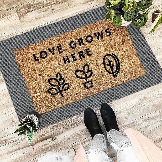 EARTHALL Woven Area Rug 2x3 Ft Washable Rugs for Entryway Braided Non Slip Throw Rugs Door Mat Indoor Outdoor Entrance Small Cotton Woven Carpet for Kitchen Foyer Front Door, Dark Gray