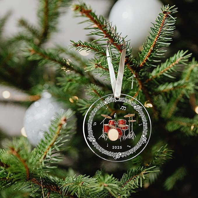 Drum Ornaments - Drum Christmas Ornament - Music Ornaments for Christmas Tree - Drummer Gifts for Music Lovers, Players, Girls, Boys, Drummers - Drummer Themed Gifts - Acrylic Ornament 2025