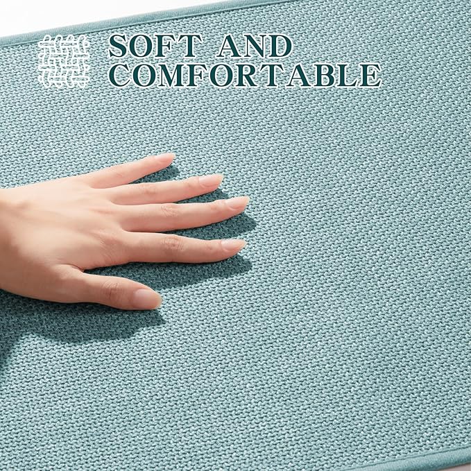 chakme Bathroom Rugs Mat 24x17, Ultra Thin Non Slip Bath Mat Small Quick Dry Absorbent Bath Mat for Bathroom Floor, (Light Blue, 24"x17")