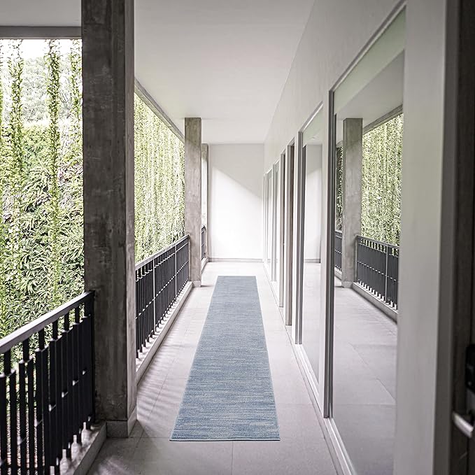 Nourison Home Essentials 2'2" x 18 Blue/Grey Outdoor Rug