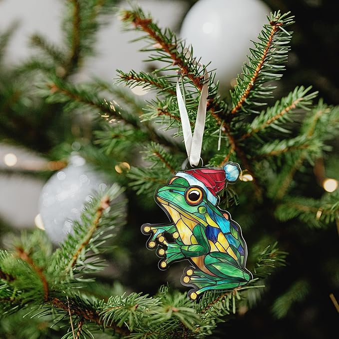 Frog Ornament - Frog Gifts for Lovers, Girls, Women, Men - Cute Animals Ornaments for Christmas Tree, Frogs Ornaments for Xmas Tree - Acrylic Christmas Hanging Ornament 2025