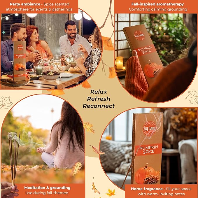 Pumpkin Spice Incense Sticks - Pack of 100 Inscents-Sticks - Inciensos Aromaticos Made with Natural Spices - Scented Insence Non Toxic Insense Incents