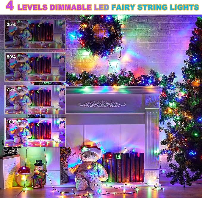 328 FT 1000 LED Christmas Lights, Waterproof Christmas Lights Outdoor with 8 Modes&Timer, Plug in Fairy Light for Xmas Garden Patio Tree Party Holiday Decoration（ Multicolor）