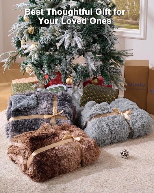 Super Soft Fluffy Faux Fur Throw Blanket for Couch, Fuzzy Sherpa Fleece Cozy Warm Gifts for Women, Room Decor Christmas Plush Thick Throw for Men, Minky Teen Gifts Winter Bedding, 50" x 60"