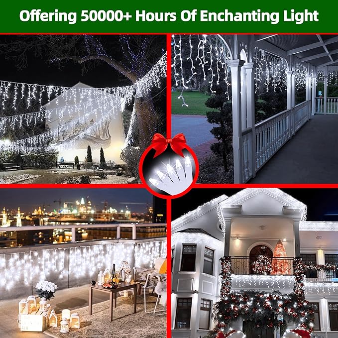 792 LED Christmas Lights with 176 Drops,82ft 8 Modes Fairy Hanging String Lights with Timer Waterproof, Plug-in Christmas String Lights for Holiday Wedding Party Christmas Decorations (Cool White)
