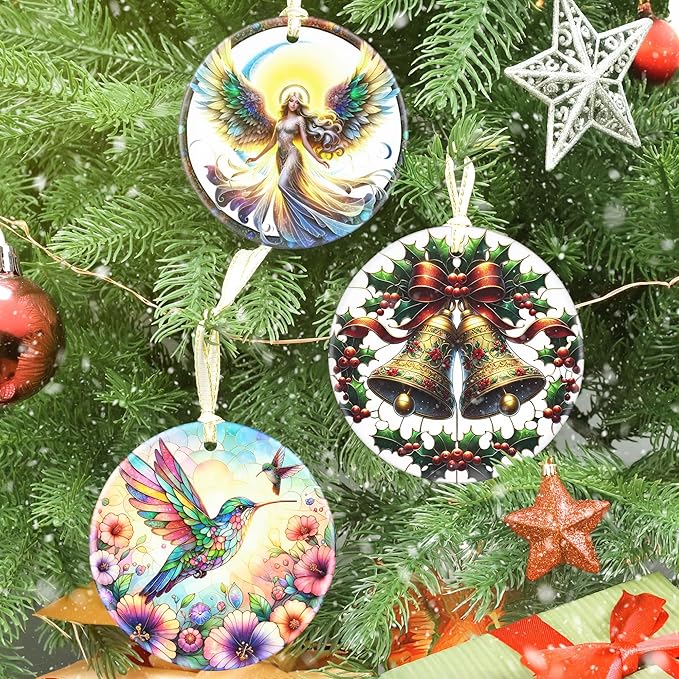 Ceramic Christmas Bell Ornament, 3.5 Inch - Tree Decoration, Gift for Christmas & Exchange