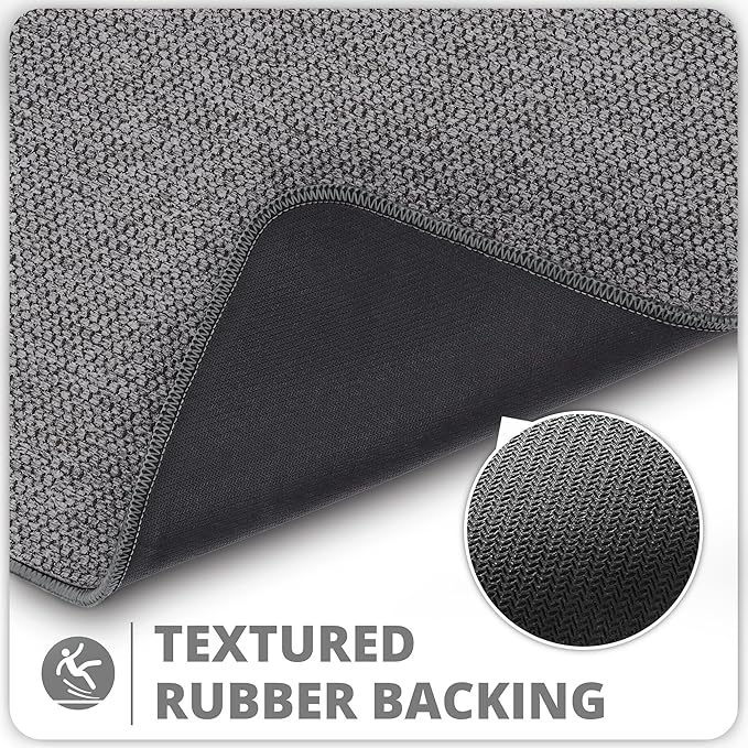Bath Mat,Ultra Thin Bathroom Runner Rugs,Large Bath Mats for Bathroom,Quick Dry,Non-Slip,Machine Washable,Low Pile,Bath Rug,Shower Outside,Sink,Home Decor Accessories.Dark Grey,3'x5'(36x60inch)