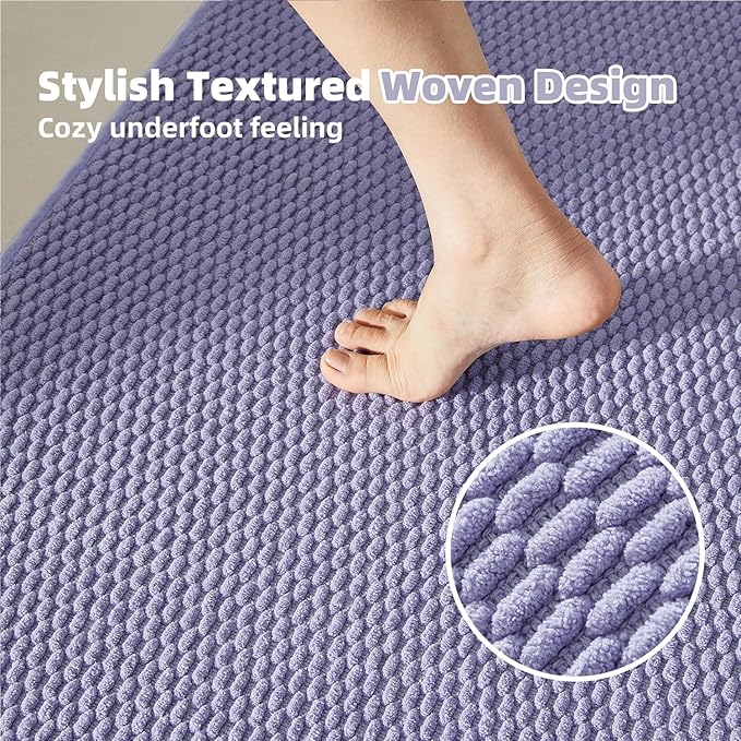 Large Bathroom Rugs Non Slip Washable Bath Rugs Super Absorbent Bathroom Rug Thin Quick Dry Low Pile Bath Mats, Lavender 36"x48"