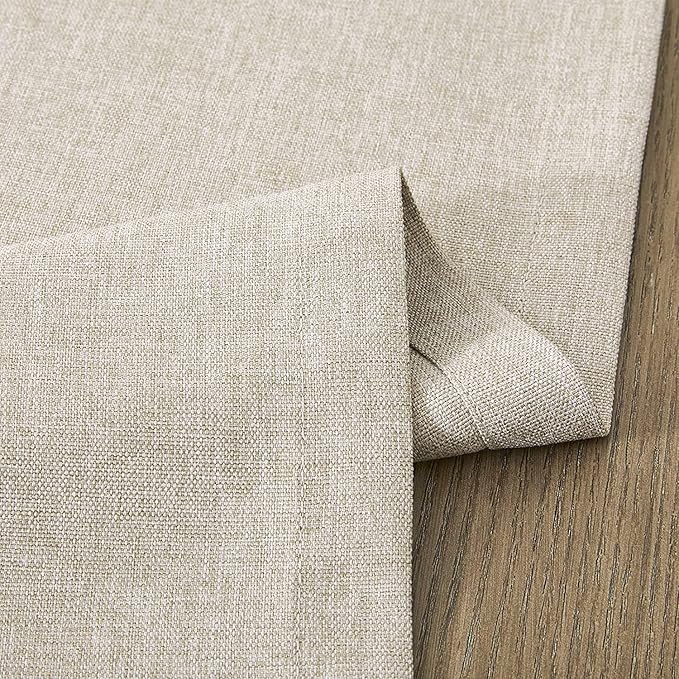 ZeeMart Basic Linen Style Table Runner, 14 x 72 Inch Light Natural Chambray, Rustic Farmhouse Neutral Table Runners 72 Inches Long, Everyday Polyester Table Runner - Machine Washable & Easy Care