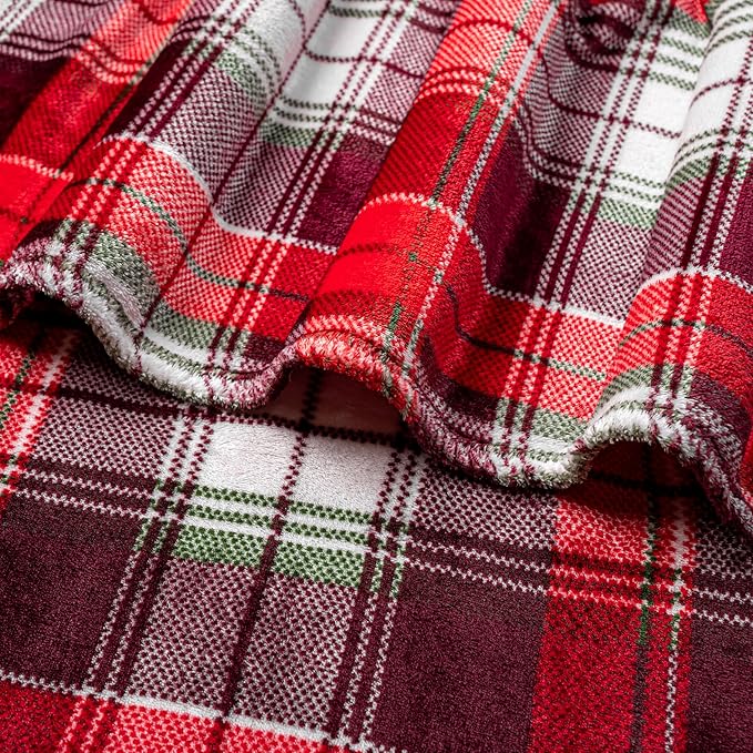 PAVILIA Throw Blanket | Holiday Christmas Red Fleece Blanket | Soft, Plush, Warm Winter Cabin Throw, 50x60 (Red Green Plaid)