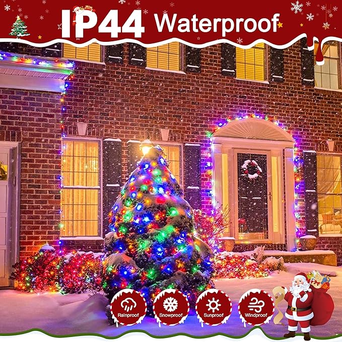 394FT 1200 LED Christmas Lights Outdoor, Christmas Tree Lights Plug in, 8 Modes Twinkle String Lights for Bedroom Wedding Party Holiday Xmas Home Decorations Multicolored