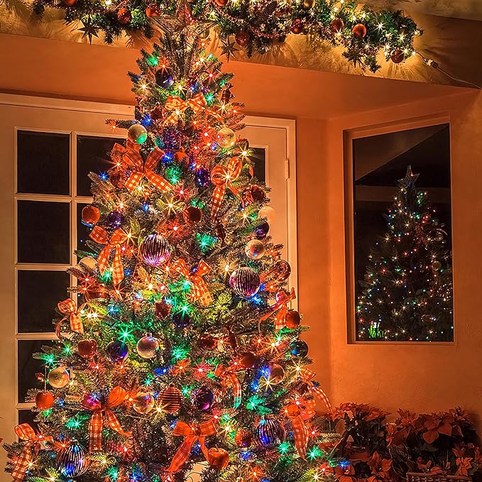 Outdoor Fairy Lights Battery Operated,10 Feet100LED Green Copper Wire Cluster Lights with Timer, Twinkle Firecracker Mini String Light, for Christmas Tree Wreath Wedding,Multicolor