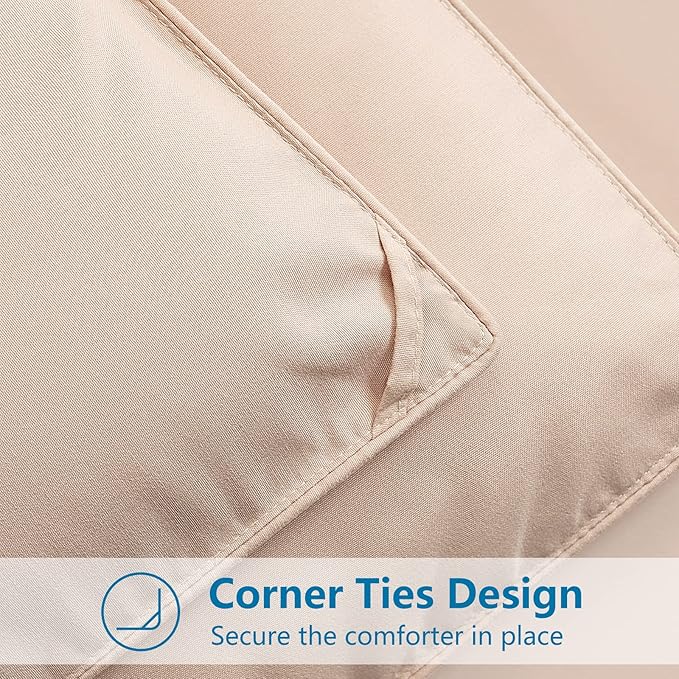 EASELAND Queen Size Down Alternative Comforter - Quilted Duvet Insert for All Seasons, Soft Lightweight with Corner Tabs, Summer Winter Warm Bedding, Beige 88×88 Inches