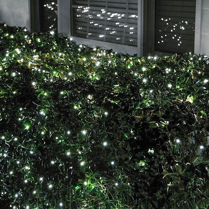 Cool White 5mm LED Christmas Net Lights on Green Wire