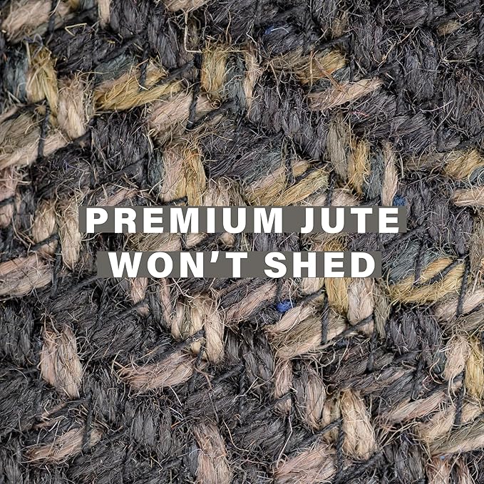 Jet Black Small Oval Rug 20x30 - Primitive Oval Braided Rugs for Kitchen and Entryways