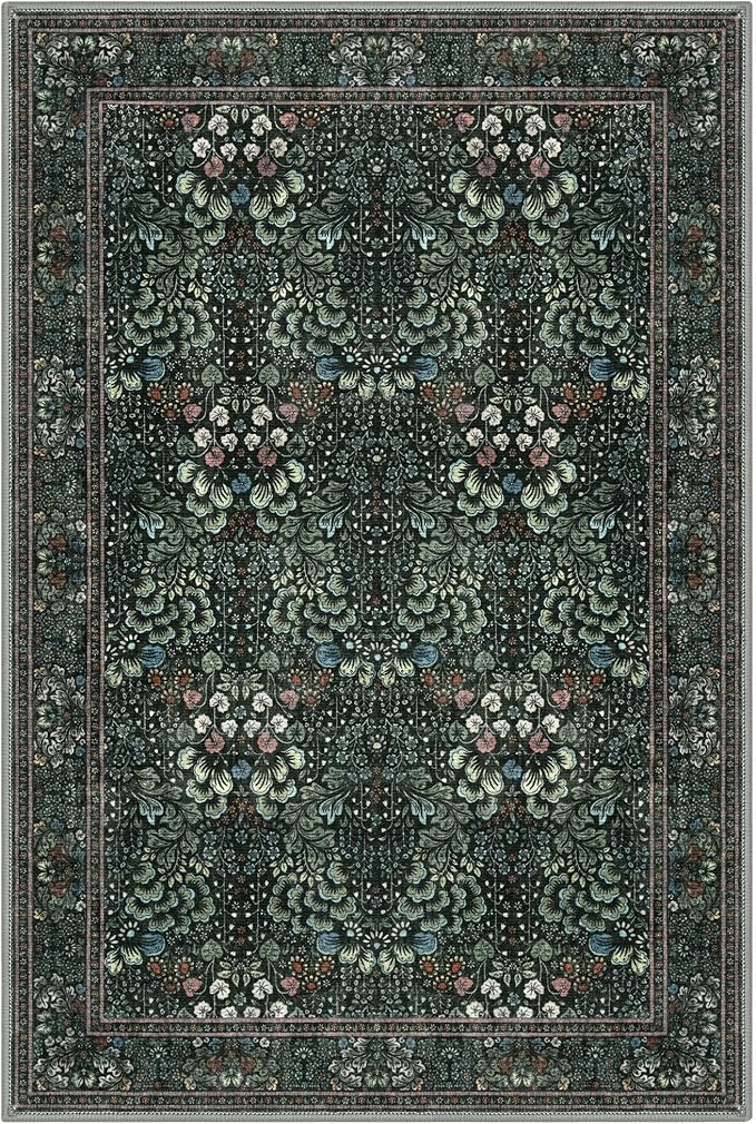 8x10 Modern Area Rug for Bedroom, Dark Green Large Super Soft Washable Rugs with Non-Slip, Non-Shedding Carpet for Living Room, Indoor Door Mat for Office Home Décor