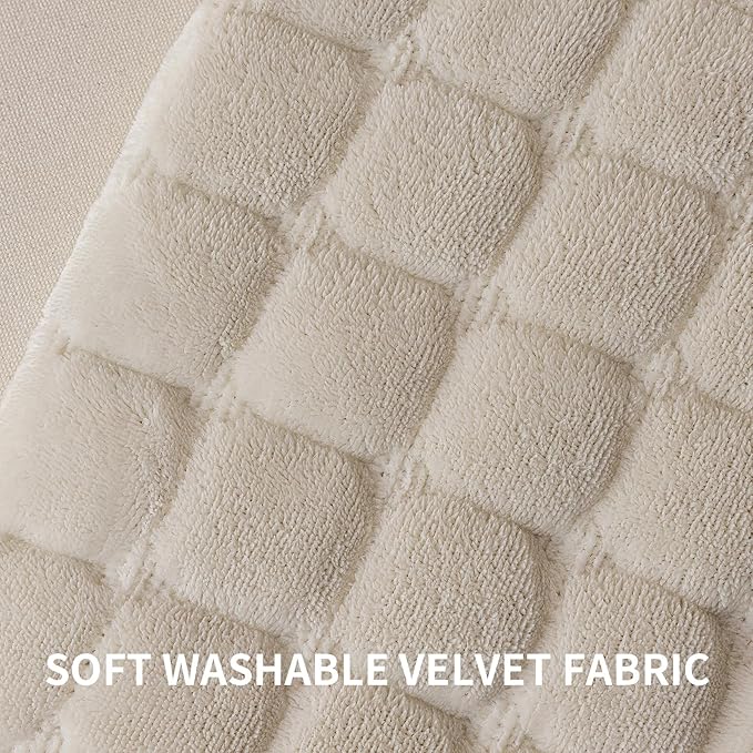 Velvet Throw Pillow Covers(Pack of Two, Beige White) 20×20 Inch Decorative Pillows Cover Neutral Soft Chenille Couch Pillows with Zipper Aesthetic for Living Room and Bedroom