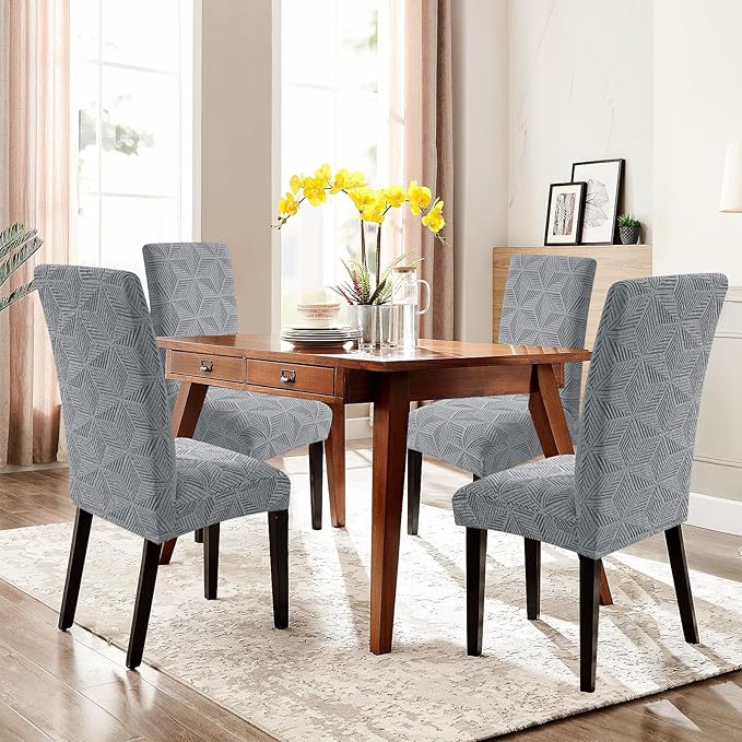 YEMYHOM Dining Chair Covers Set of 2, Stretch Dining Room Parsons Chair Slipcover, Removable Washable Furniture Protector for Home, Kitchen, Banquet (Light Gray)