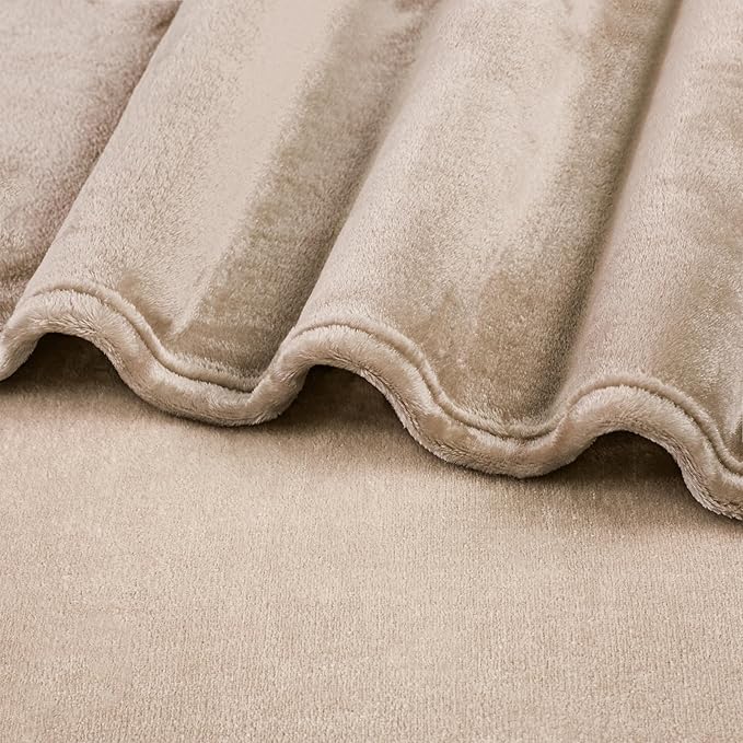 PAVILIA Taupe Fleece Throw Blanket for Couch, Light Brown Tan Soft Fuzzy Flannel Throw for Sofa, Luxury Plush Microfiber Bed Blanket, Cozy Home Decorative Velvet Gift Blanket, 50x60