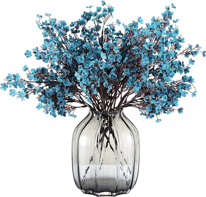JAKY-Global Babys Breath Fabric Cloth Artificial Flowers 6 Bundle European Fake Silk Plants Decor Wedding Party Decoration Bouquets Real Touch DIY Home Garden (Autumn Blue-6pcs)