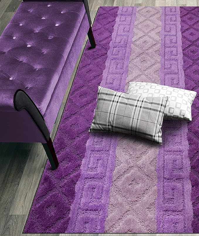 Custom Size Hallway Runner Rug, Slip Resistant, 26 Inch Wide X Your Choice of Length, Meander Lilac, 26 Inch X 35 feet