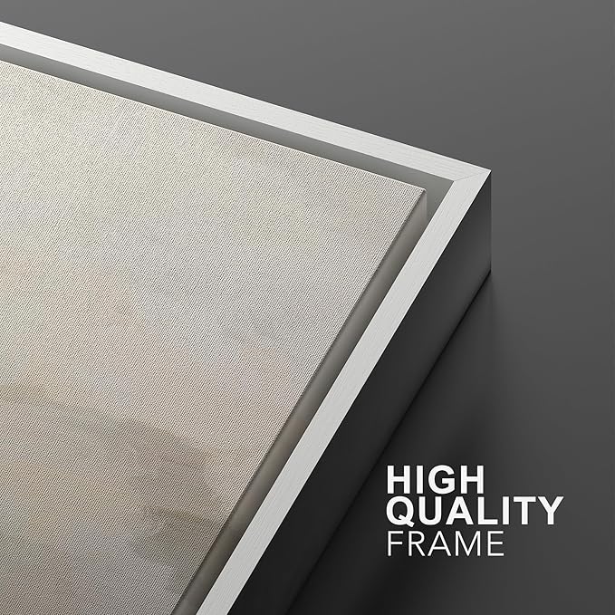 MUDECOR Framed Canvas Print Wall Art Abstract Prints Minimalist Modern Art Neutral Home Decor for Bedroom - 24"x36"x3 White