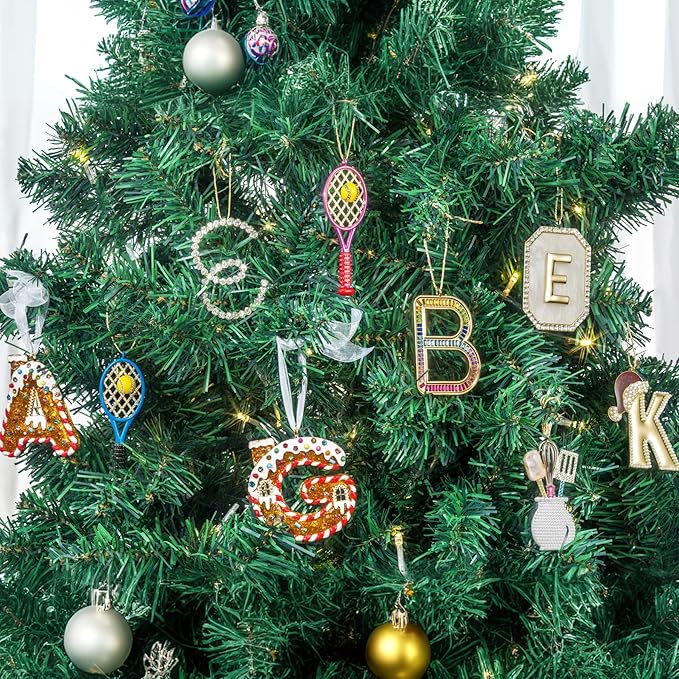 Christmas Initial Ornaments,Letter F Ornaments for Christmas Tree, Hanging Ornament Gift for Mother Best Friends Sister Wife