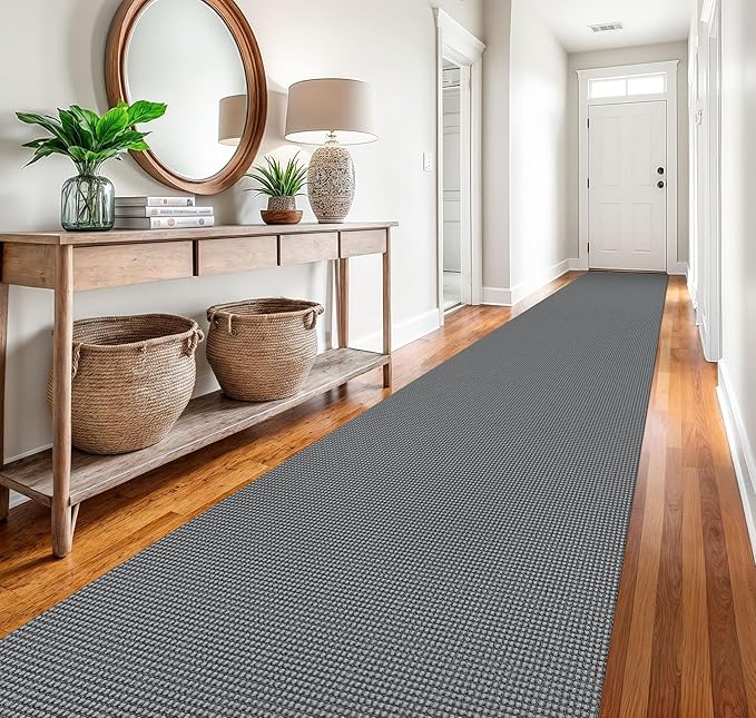 EARTHALL Runner Rug 3x20 Ft Washable Runners for Hallways Extra Long Woven Non Slip Entryway Runner Braided Kitchen Runner Indoor Outdoor Carpet Runners for Hotels, Officel, Stair, Dark Gray
