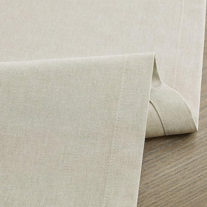 ZeeMart Basic Linen Style Table Runner, 14 x 60 Inch Raw Linen, Rustic Farmhouse Light Beige Table Runners 60 Inches Long, Everyday Polyester Table Runner - Machine Washable & Easy Care
