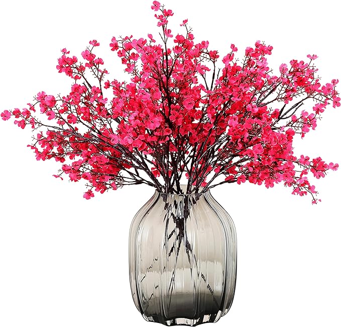 JAKY-Global 6pcs Babys Breath Artificial Flowers Gypsophila Bouquet Bulk Fake Spring Silk Small Flowers Real Touch Faux Floral for Home Bedroom Kitchen Garden Wedding Christmas Party DIY Decor (Rose)