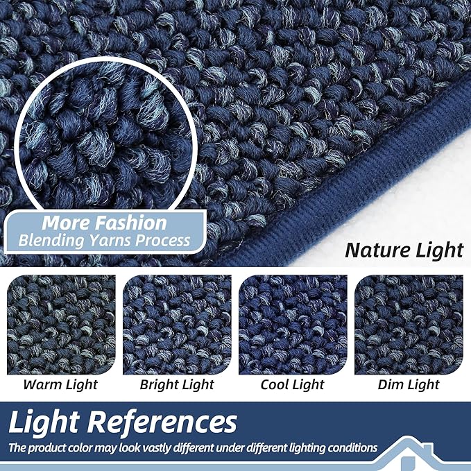 BEQHAUSE Dirt Trapper Door Mat 20" x 48", Non-Slip Washable Doormats Entrance Mat, Dirt Resistant and Absorbent Welcome Mat, Low Profile Floor Mats for Front Back Door and Entryway, Blue