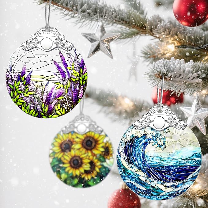 Christmas Ornaments: Stained Glass Ornament, Christmas Tree Ornament, Hanging Ornaments for Home Decor & Xmas Tree Decorations – Exquisite Holiday Decor, Gifts & Holiday Present - Lavender