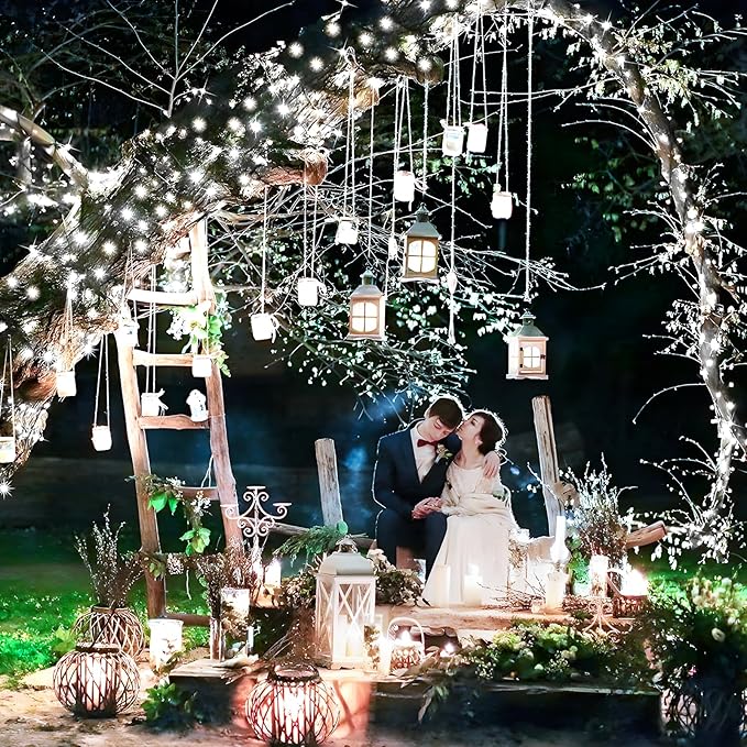 KNONEW 532FT Outdoor Christmas Fairy Lights Plug in,1600 LED String Lights Outdoor Waterproof 8 Modes Memory Times for Wedding Bedroom Walls Garden Trees Decoration(Cool White)