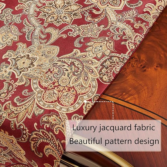 Luxury Vintage Table Runners 72 inches Long Embroidery Jacquard Fabric with Multi-Tassels Table Runners for Dining Room Dresser Wedding Christmas Thanksgiving Party Decorations (Red, 12X72inch)