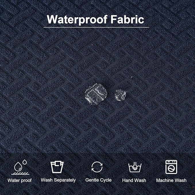 Genina Waterproof Seat Covers for Dining Room Chairs Covers Dining Chair seat Covers Kitchen Chair Covers slipcovers (Navy Blue, 6 Pcs)