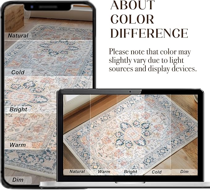 XWZO Washable Hallway Runner Rug 2x8ft — Non-Slip Low Pile Area Rug with Rubber Backing, Spill Resistant Soft Vintage Floor Carpet Runner for Kitchen Entryway Doorway Bedroom Corridor, Colorful