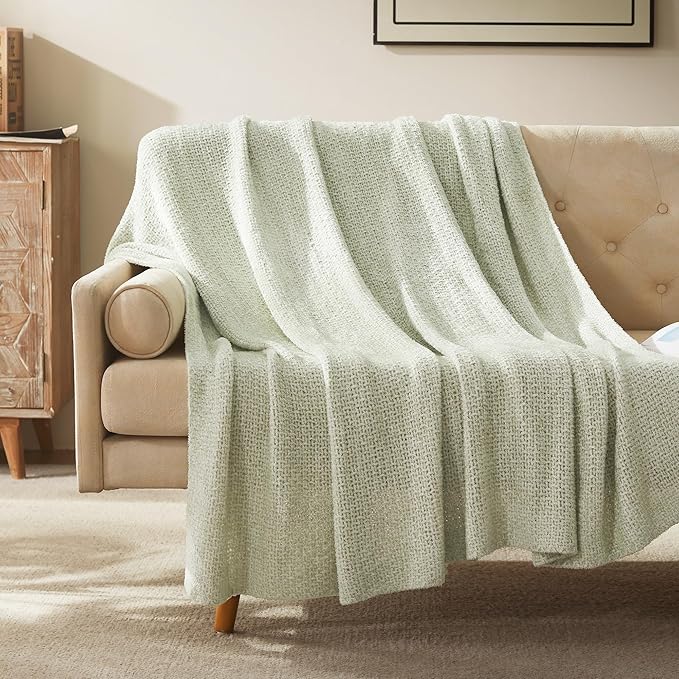 SLEEP ZONE Throw Blanket for Couch -Green Throw Blankets for Bed and Living Room Sofa Chair Home Decoration, Warm Cozy Jersey Knit Blanket (60x80in, Light Green)