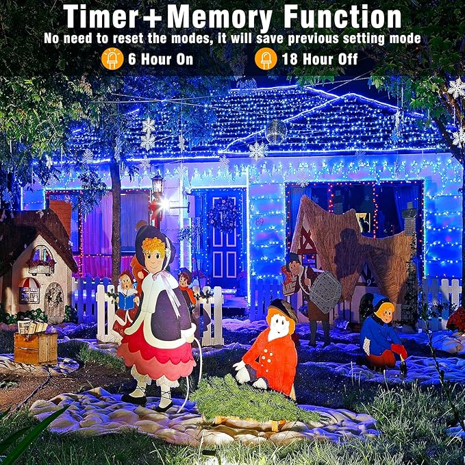 300 LED Blue Christmas Lights Outdoor Waterproof, 100ft Extra Long Blue String Lights 8 Modes Plug in Twinkle Fairy Lights with Timer for Indoor Outside Bedroom Christmas Tree Party Decorations