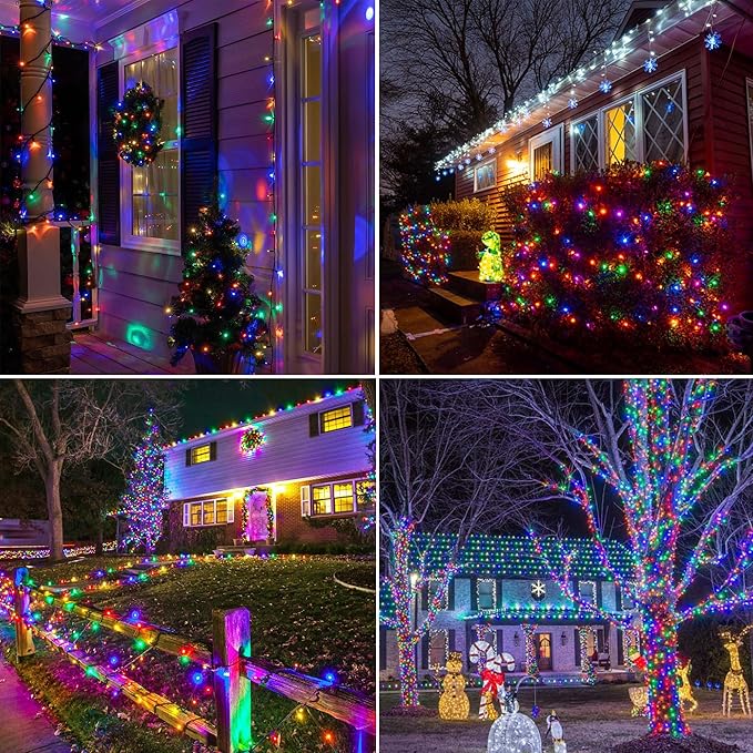 328 FT 1000 LED Christmas Lights, Waterproof Christmas Lights Outdoor with 8 Modes&Timer, Plug in Fairy Light for Xmas Garden Patio Tree Party Holiday Decoration（ Multicolor）