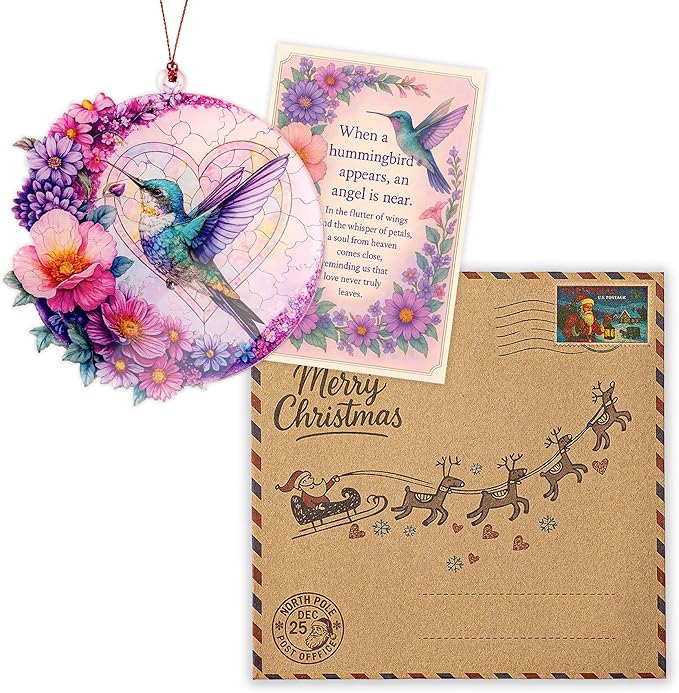 Christmas Ornaments - Hummingbird Christmas Ornament - Hummingbird Gifts for Women - Bird Ornaments for Christmas Tree - Hanging Decor for Xmas Tree - Christmas Ornament 2025 - Gift Exchange